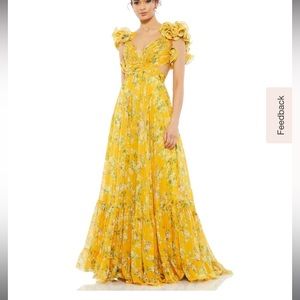 COPY - Mac Duggal Ruffled Tier Dress, Yellow
